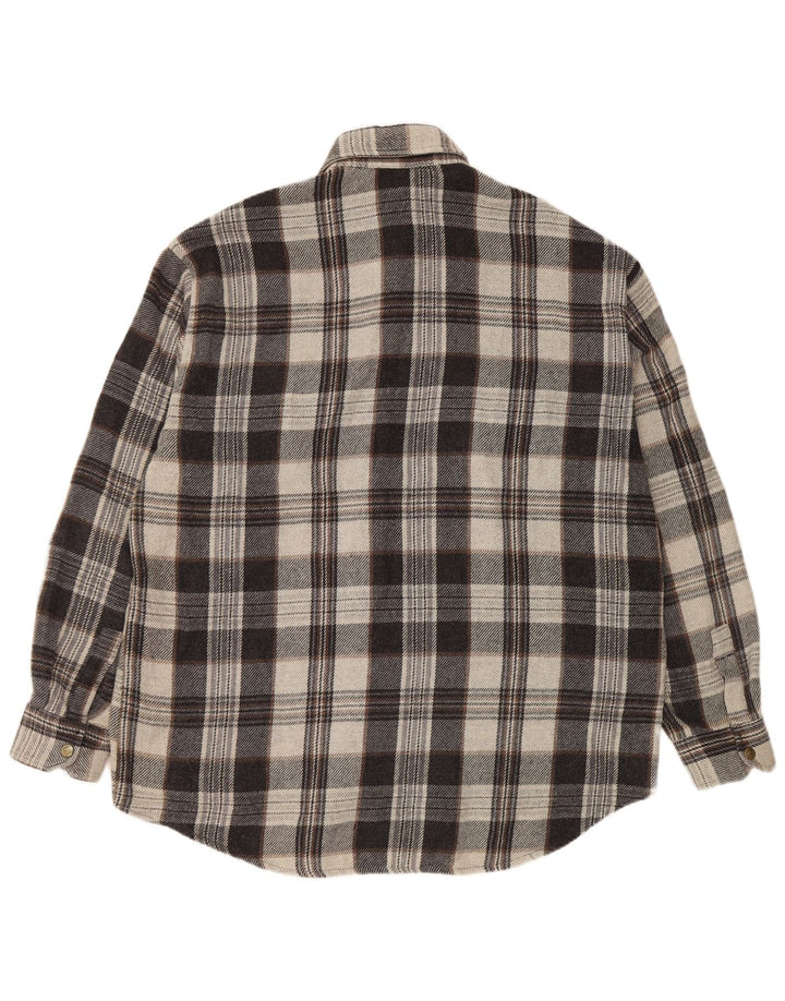 Camisa de flanela masculina do projeto europeu 2XL cinza xadrez acrílico