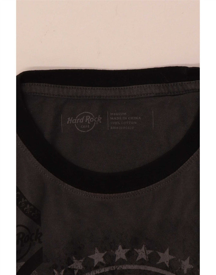 Camiseta masculina Hard Rock Cafe Chicago com estampa gráfica de algodão cinza médio