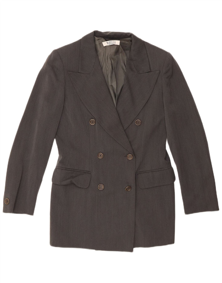 Jaqueta blazer feminina Marella com peito duplo UK 14 cinza médio Cupro