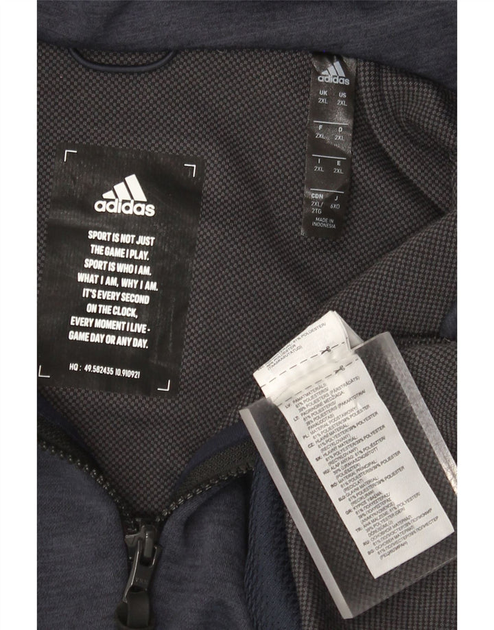 Adidas masculino zip moletom com capuz 2XL azul marinho poliéster