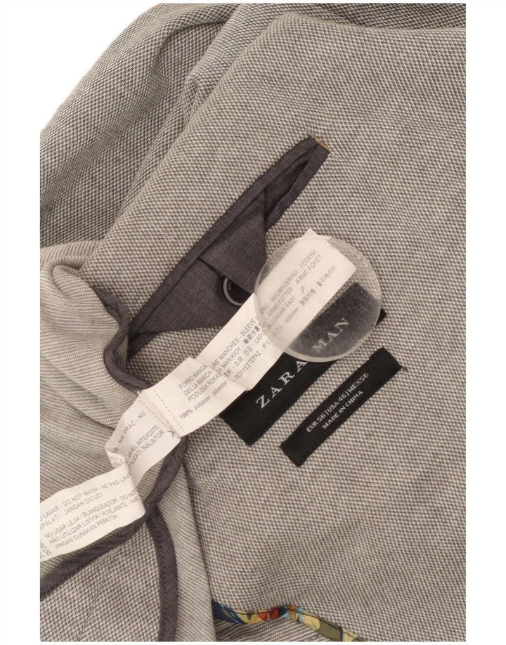 Jaqueta blazer masculina Zara com 2 botões EU 56 XL cinza poliéster