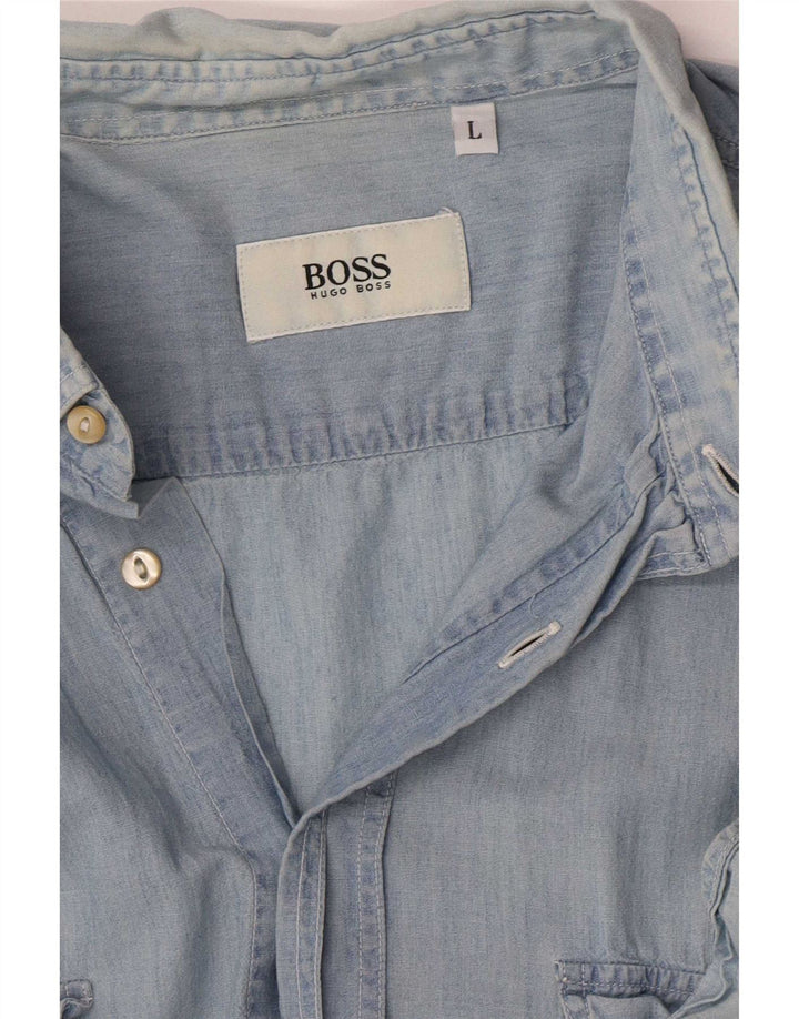 Camisa masculina Hugo Boss grande azul