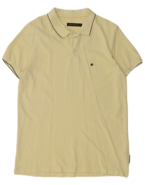 Camisa polo masculina French Connection grande algodão listrado amarelo