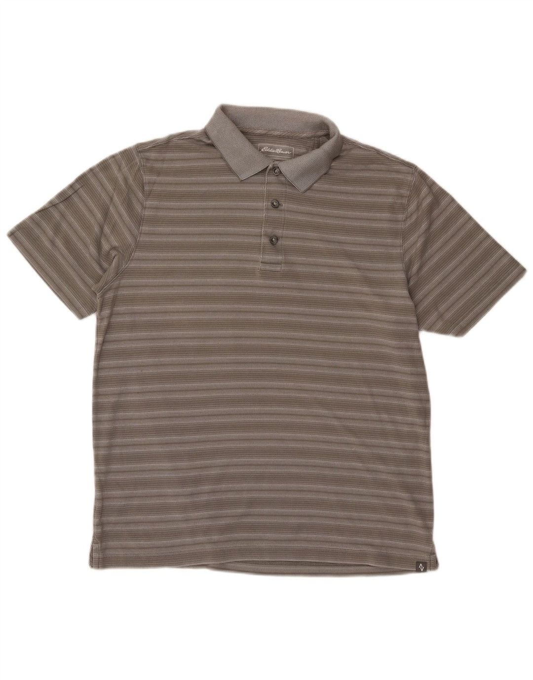 Camisa polo masculina EDDIE BAUER algodão listrado cinza médio