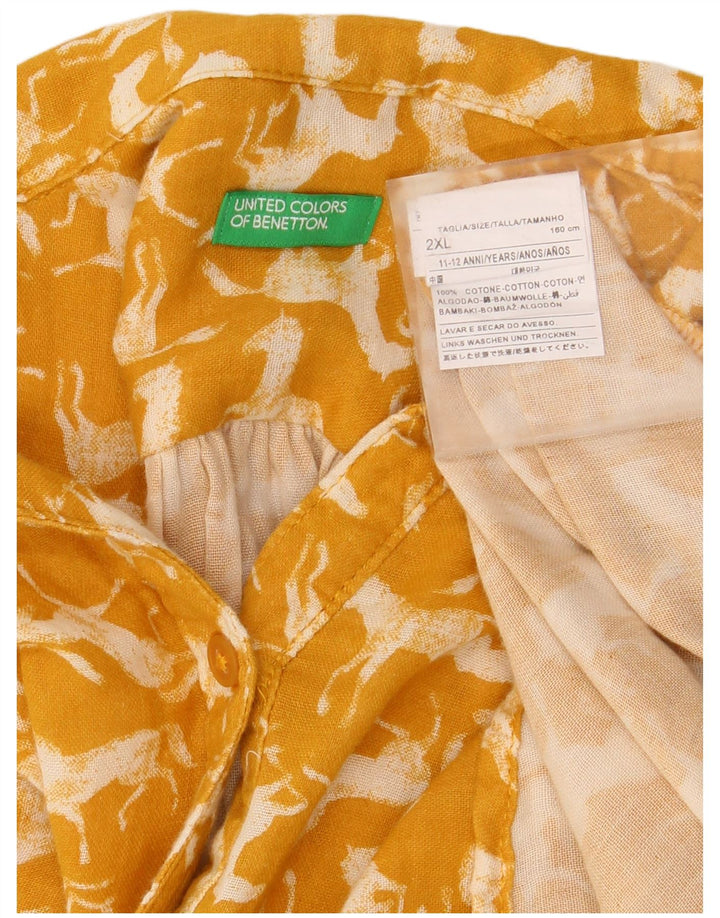 Blusa feminina BENETTON 11-12 anos 2XL algodão amarelo estampa animal