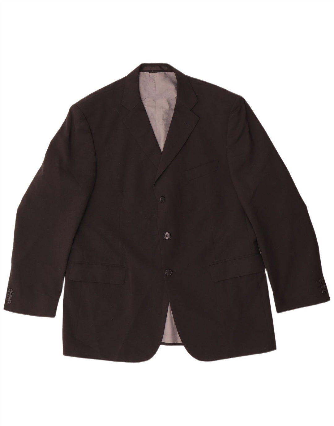 Jaqueta blazer masculina de 3 botões Marks & Spencer Reino Unido 44 XL preto poliéster
