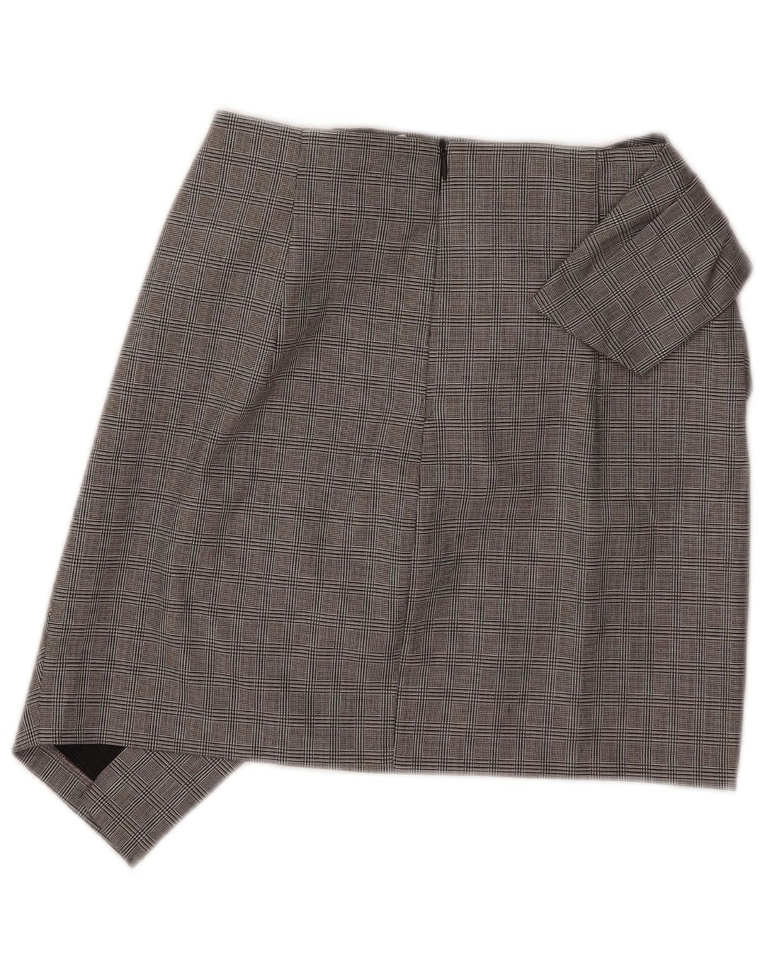 Zara Mini saia assimétrica feminina XS W26 cinza xadrez poliamida