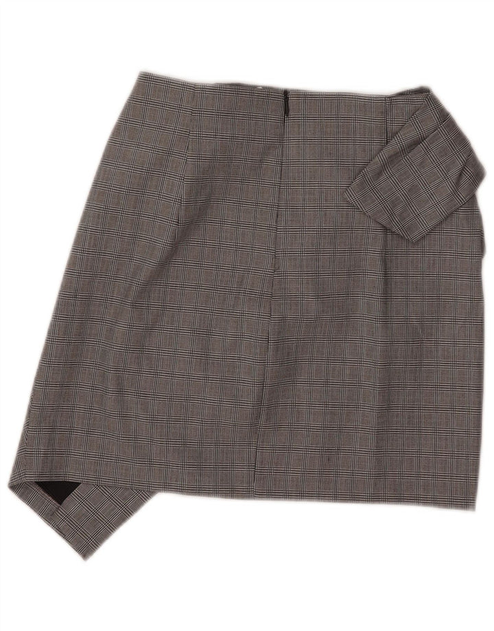Zara Mini saia assimétrica feminina XS W26 cinza xadrez poliamida