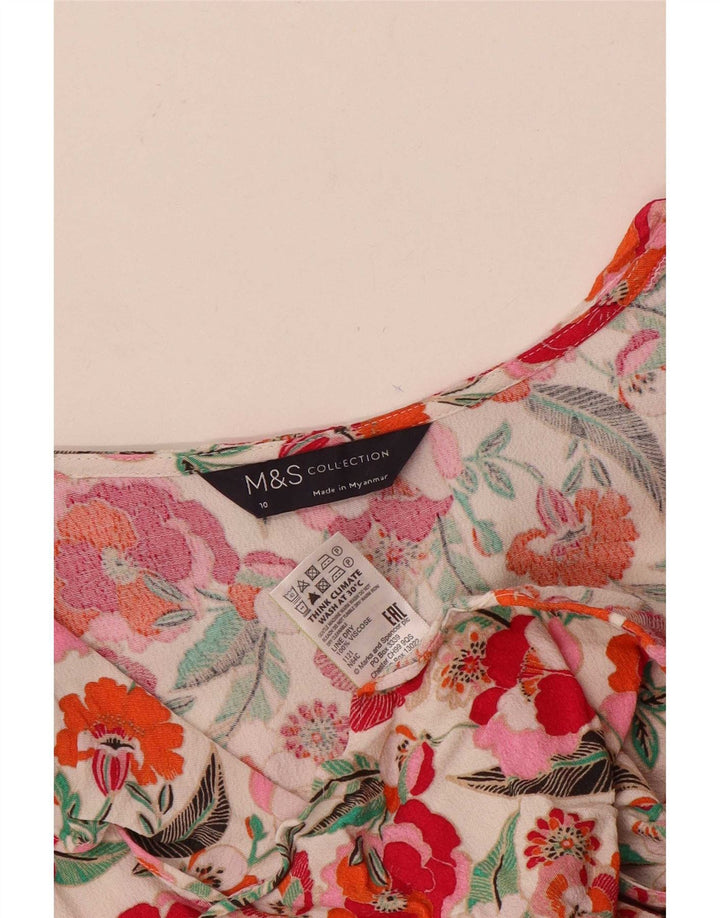 Blusa feminina Marks & Spencer UK 10 pequena viscose floral multicolorida