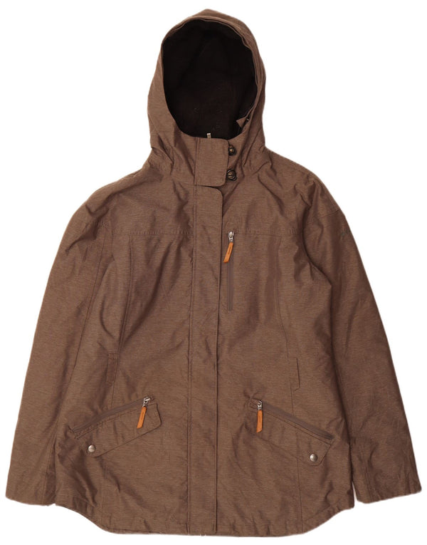 Jaqueta Columbia feminina Omni-Heat com capuz Parka UK 18 XL cinza risca de giz nylon