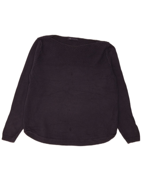 Suéter feminino Marks & Spencer com gola canoa Reino Unido 18 XL algodão azul marinho