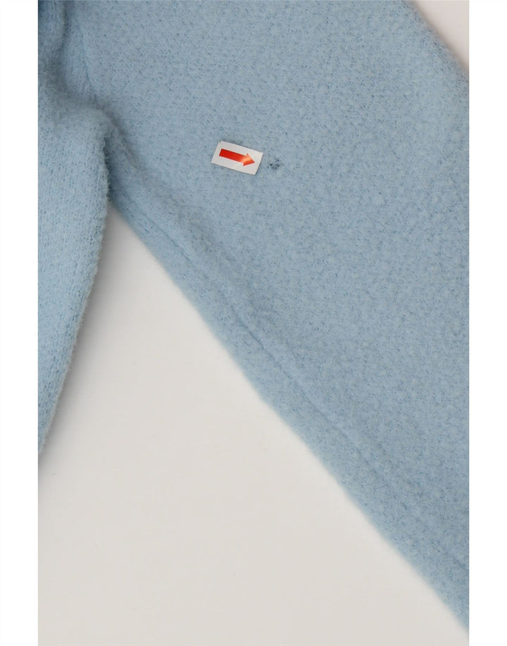 Suéter feminino ZARA com gola redonda e gola redonda, tamanho 10, pequeno, azul, nylon