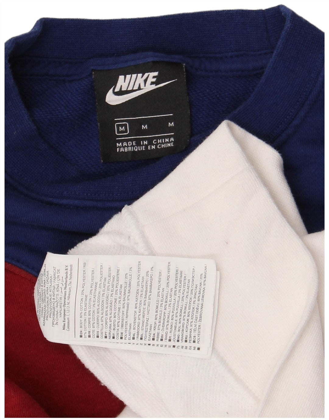 Nike feminino crop moletom jumper UK 14 médio branco colorblock algodão