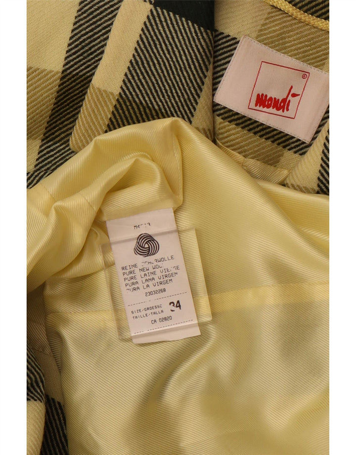 Jaqueta blazer feminina MONDI com 3 botões EU 34 XS amarelo xadrez nova lã