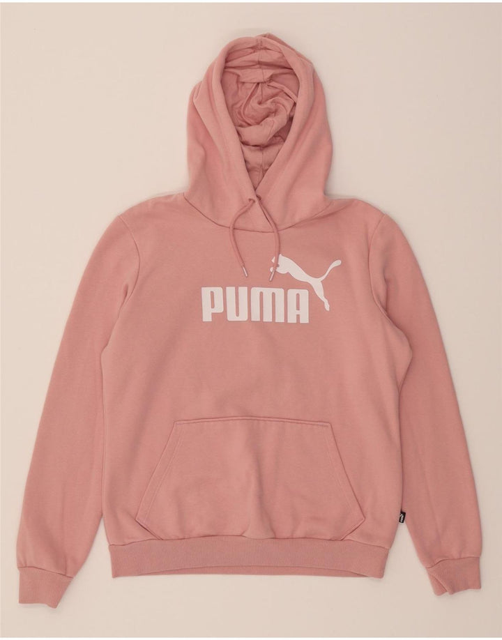 PUMA Womens Graphic Hoodie Jumper UK 14 Medium Pink Cotton Vintage Puma and Second-Hand Puma from Messina Hembry 