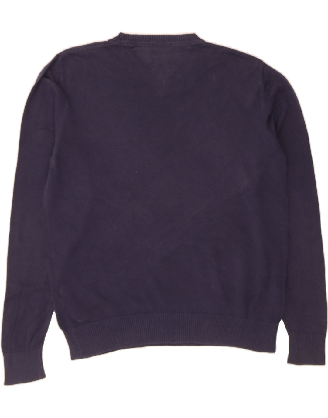 TOMMY HILFIGER Mens V-Neck Jumper Sweater XS Navy Blue Cotton Vintage Tommy Hilfiger and Second-Hand Tommy Hilfiger from Messina Hembry 