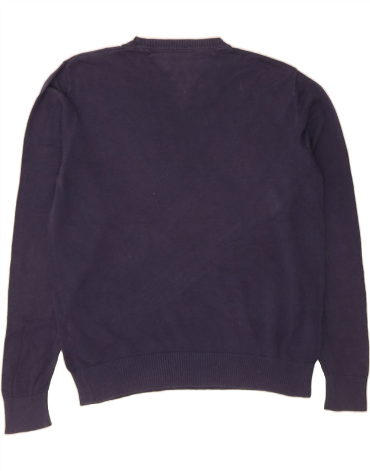 TOMMY HILFIGER Mens V-Neck Jumper Sweater XS Navy Blue Cotton Vintage Tommy Hilfiger and Second-Hand Tommy Hilfiger from Messina Hembry 