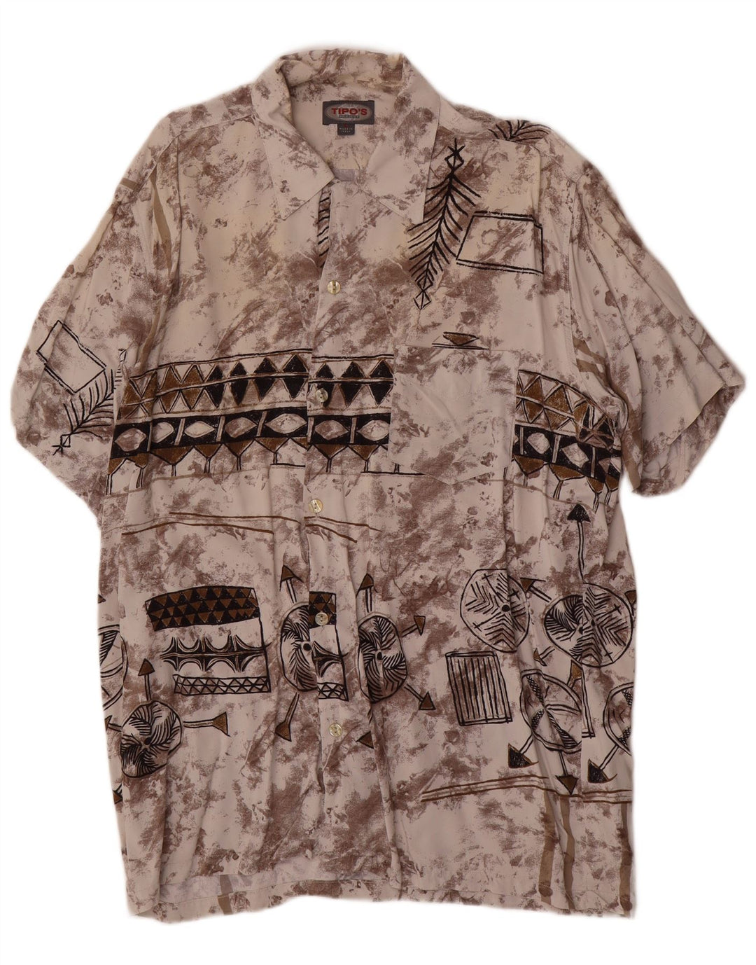 Camisa masculina de manga curta com padrão abstrato Tipo'S grande multicolorida