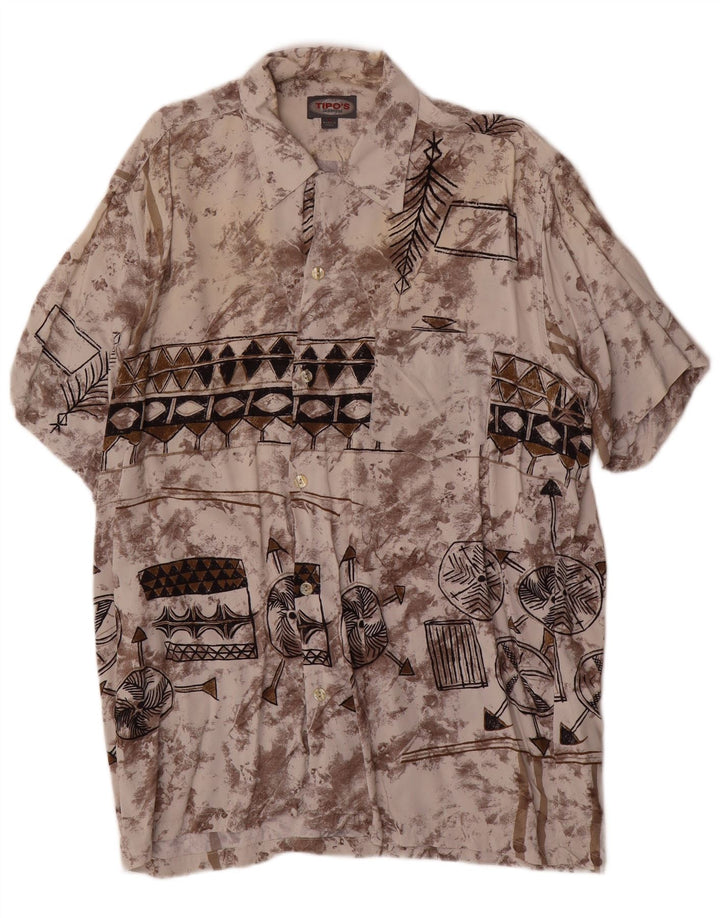 Camisa masculina de manga curta com padrão abstrato Tipo'S grande multicolorida