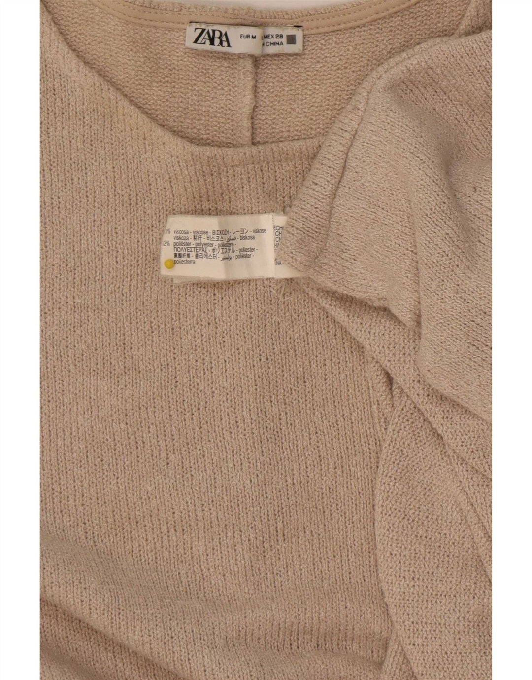 Zara blusa feminina oversized top UK 14 viscose bege médio