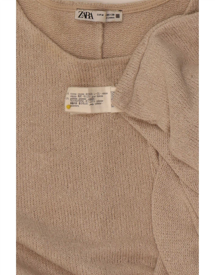 Zara blusa feminina oversized top UK 14 viscose bege médio