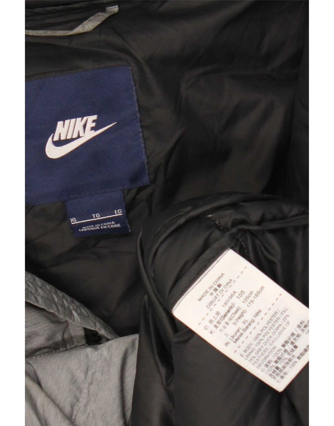 Jaqueta acolchoada com capuz feminina Nike UK 18 XL cinza poliéster