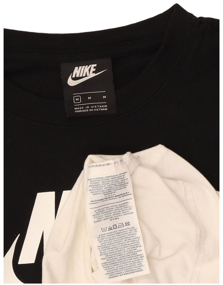 Top gráfico feminino Nike manga longa UK 12 médio preto colorblock algodão