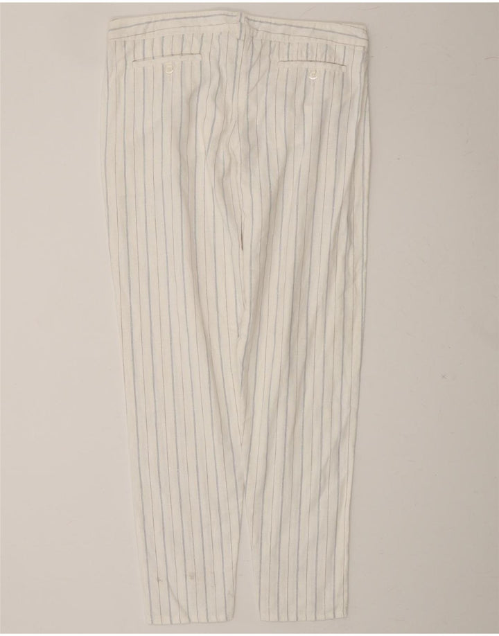 ARMANI Womens Slim Chino Trousers W32 L28 White Pinstripe Vintage Armani and Second-Hand Armani from Messina Hembry 