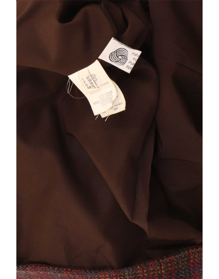 Jaqueta blazer oversized feminina vintage com 3 botões Reino Unido 10 pequena verificação borgonha