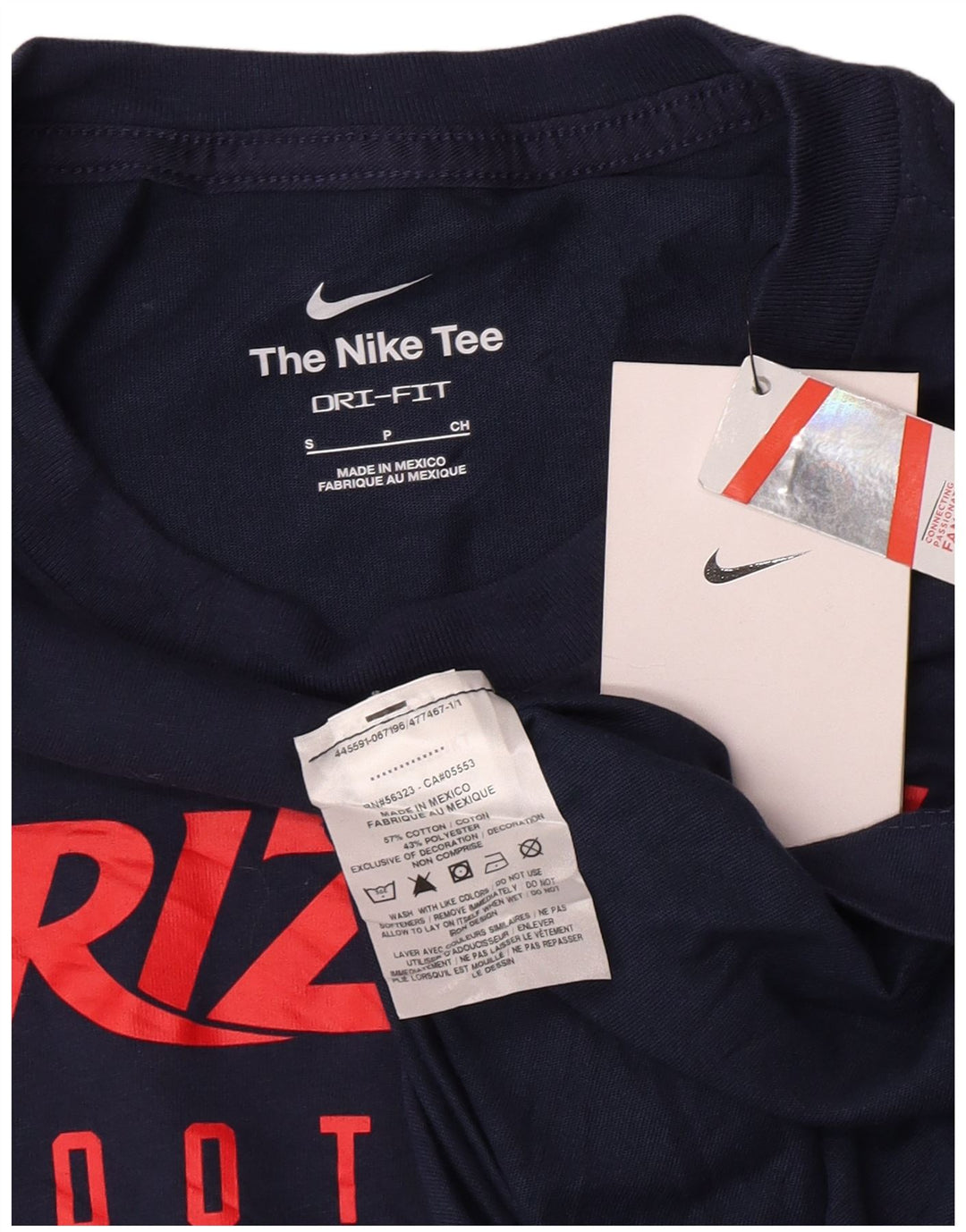 Top gráfico masculino NIKE Arizona manga comprida pequeno azul marinho algodão