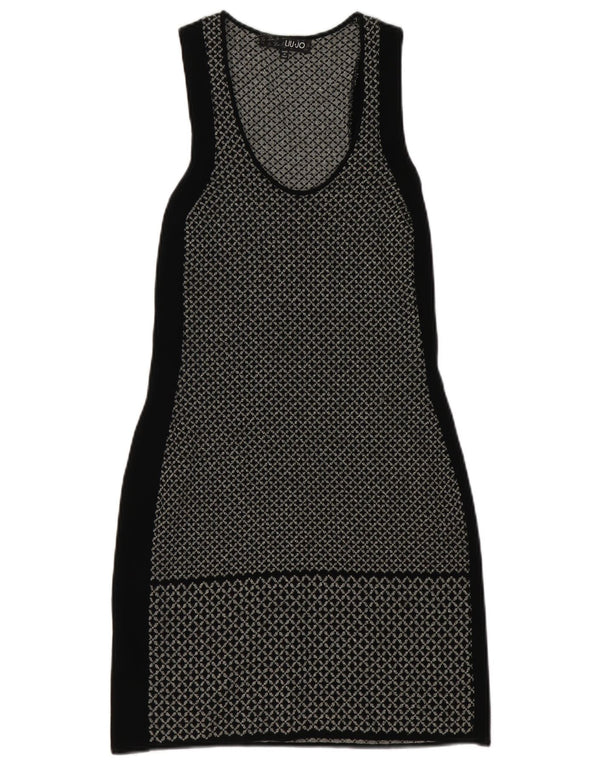 Vestido bodycon feminino sem mangas Liu Jo IT 42 viscose geométrica preta média