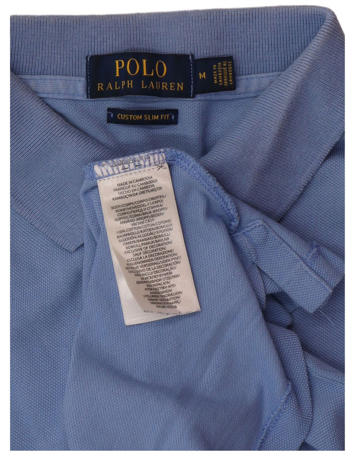POLO RALPH LAUREN Camisa polo masculina personalizada slim fit de algodão azul médio