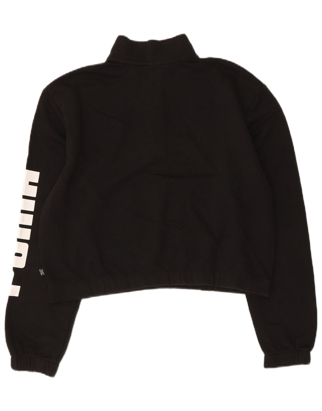 Suéter feminino Puma com gola e zíper gráfico UK 16 grande algodão preto