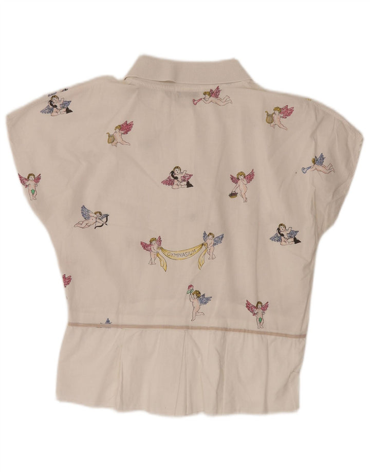 Blusa feminina gráfica GYMNASIUM UK 14 grande algodão branco