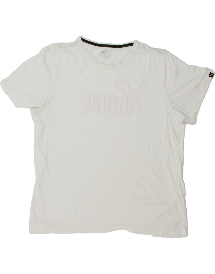 PUMA Mens Graphic T-Shirt Top XL White Cotton Vintage Puma and Second-Hand Puma from Messina Hembry 