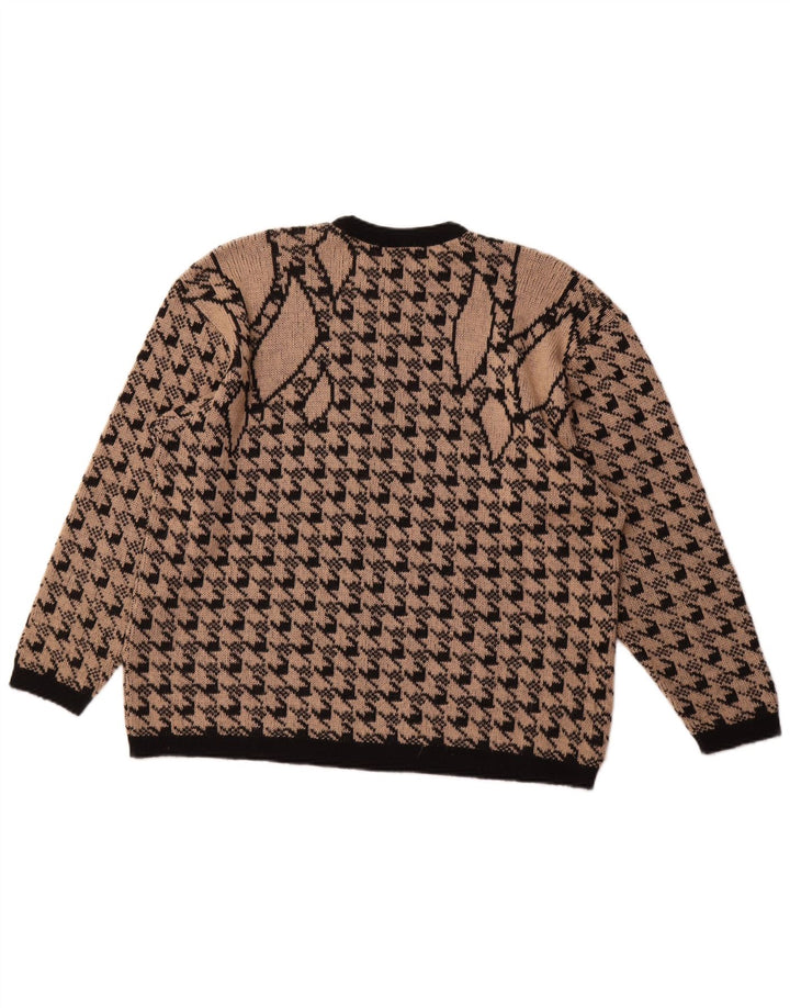 Suéter feminino MERRY FINN com gola redonda Reino Unido 18 XL marrom houndstooth