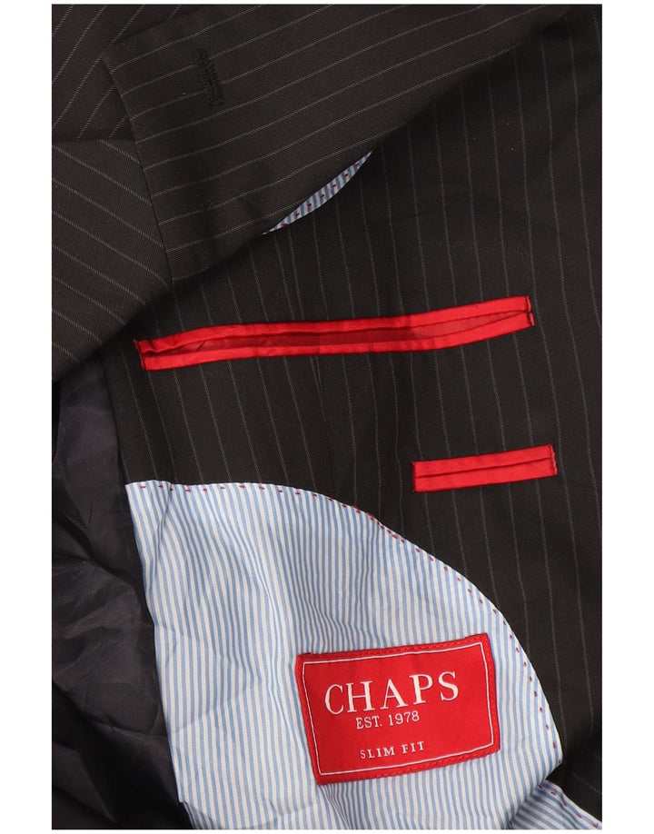 Jaqueta blazer masculina Chaps com 2 botões Slim Fit Reino Unido 40 listra preta grande