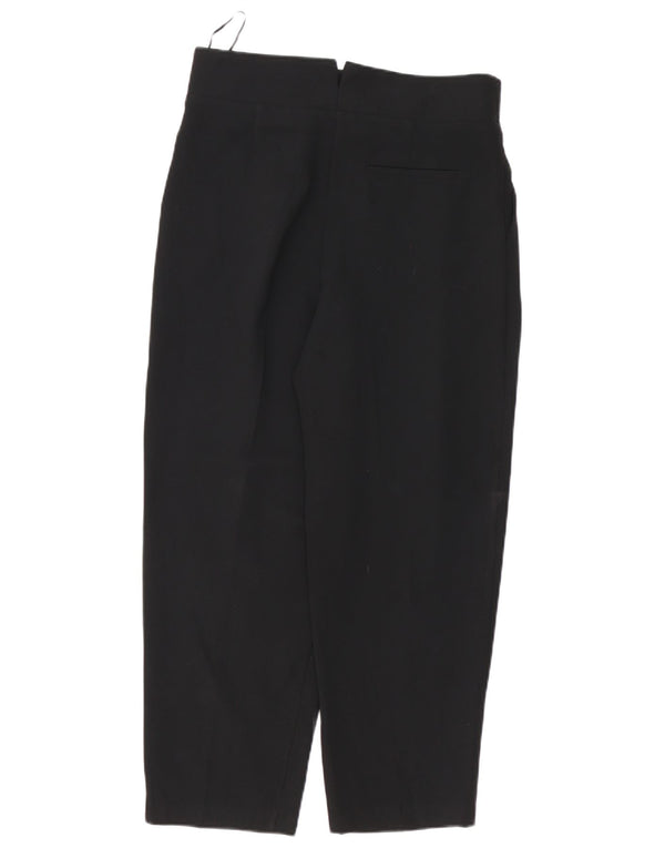 Calça feminina Topshop cintura alta cortada Reino Unido 12 médio W30 L25 preta