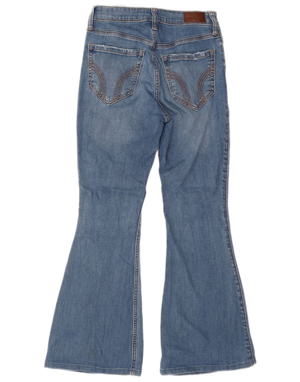 Jeans feminino Hollister cintura alta queimado EUA 2 XS W26 L27 algodão azul