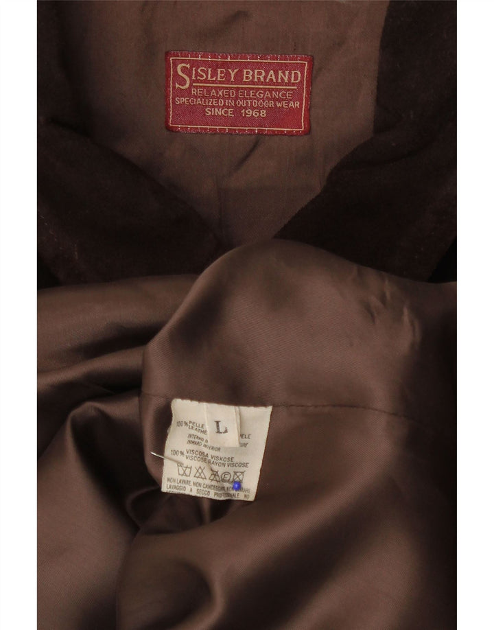 Jaqueta masculina Sisley de camurça relaxada Elegance Reino Unido 40 grande couro marrom