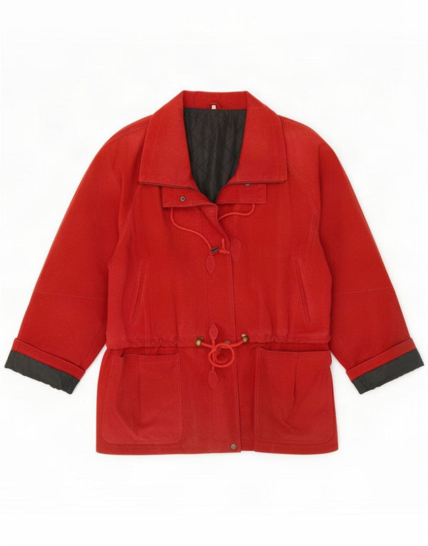 Sobretudo de camurça oversized feminino vintage EU 44 XL vermelho colorblock