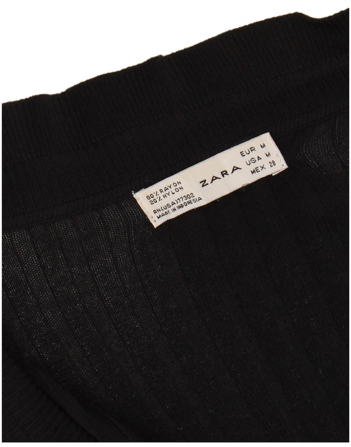 Zara Cardigan Feminino Top UK 12 Médio Preto