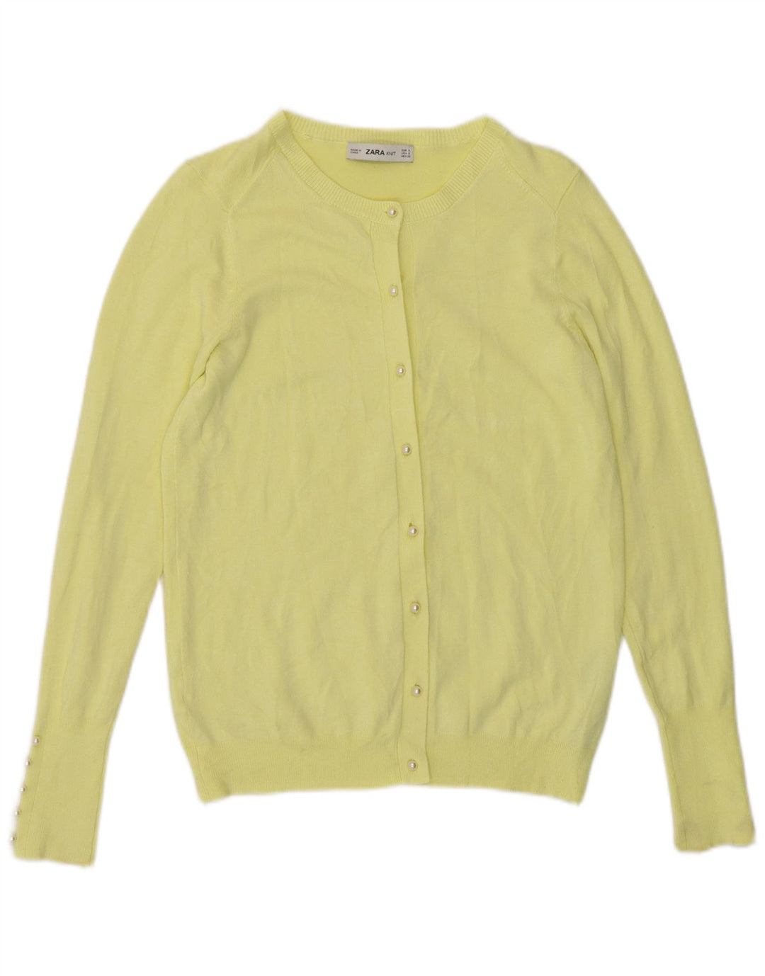 Suéter cardigã feminino Zara Reino Unido 10 viscose amarela pequena