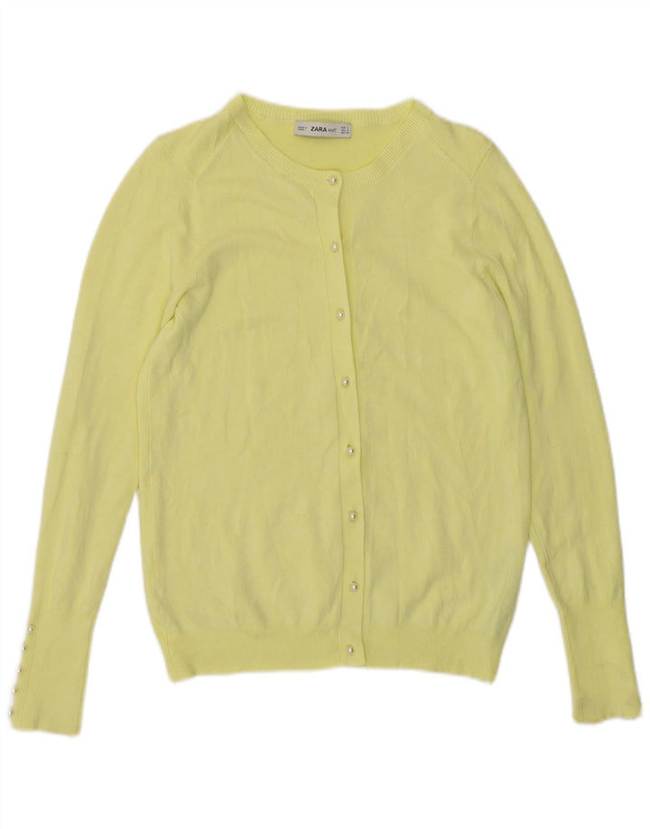 Suéter cardigã feminino Zara Reino Unido 10 viscose amarela pequena