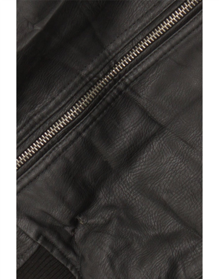 Jaqueta bomber masculina idêntica Motorstyle couro falso Reino Unido 42 XL poliéster preto