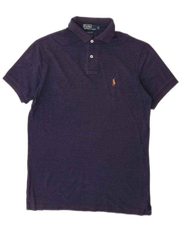 Camisa polo masculina Polo Ralph Lauren Custom Fit pequena algodão azul marinho