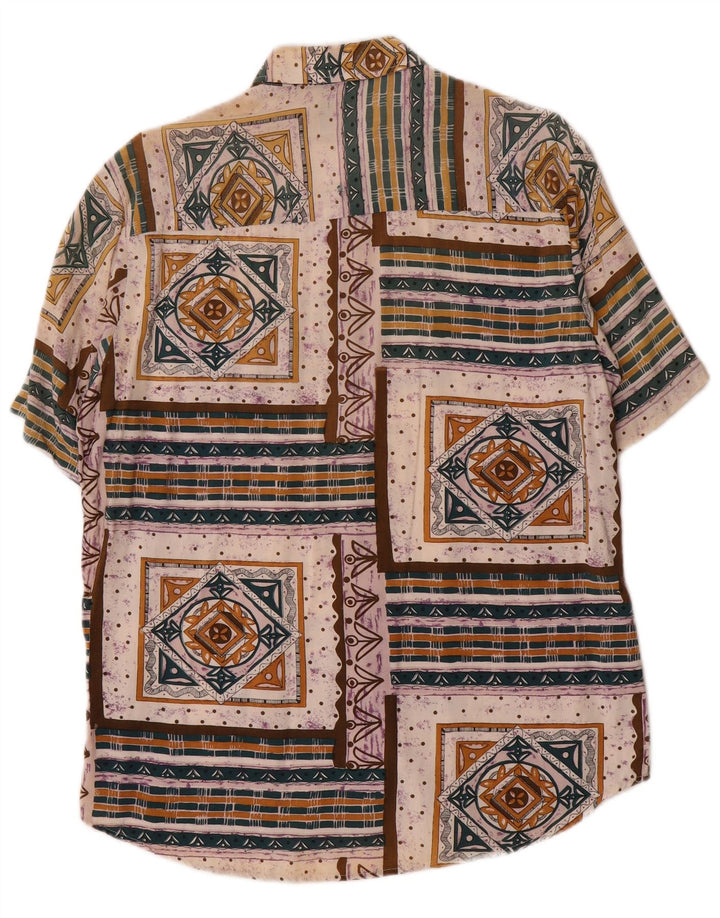 Rob Roy Camisa masculina de manga curta média viscose geométrica multicolorida