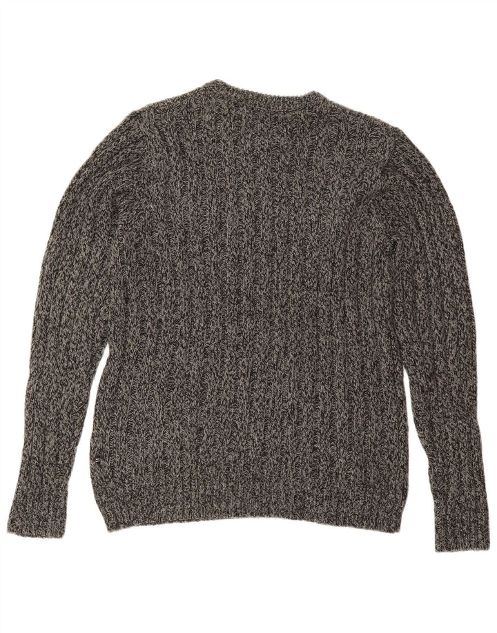 Suéter masculino NAUTICA com gola redonda e acrílico cinza médio