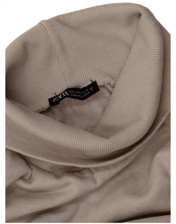 Zara Suéter feminino com gola redonda e gola redonda UK 14 cinza médio