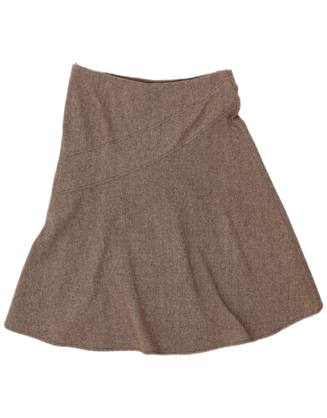 Saia evasê feminina Topshop Reino Unido 12 médio W32 lã marrom